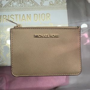 Small card holder tan Michael Kors